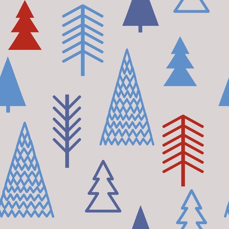 Set of simple Christmas patterns. color illustration of Christmas trees. flat design. winterのイラスト素材