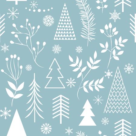 Set of simple Christmas patterns. color illustration of Christmas trees. flat design. winter vector illustrationのイラスト素材