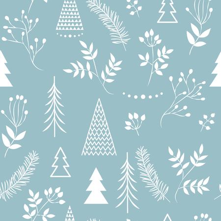 Set of simple Christmas patterns. color illustration of Christmas trees. flat design. winter vector illustrationのイラスト素材