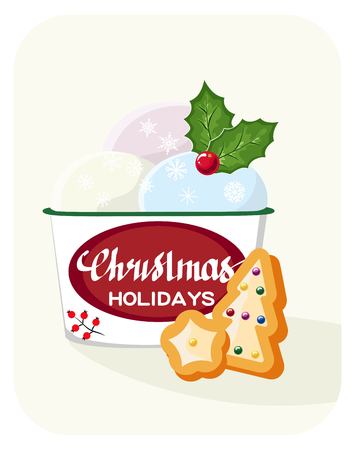 Hand drawn Christmas card. Merry Christmas and New Year typography. Cute holidays greeting card, invitation, poster and templates. Vector illustration.の写真素材