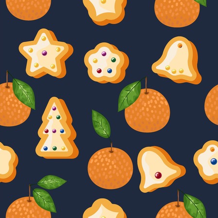 Mandarin seamless pattern. Vector tangerine. Hand drawn fresh tropical citrus fruit. Multicolored sketch background. Colorful doodle wallpaper.vector illustrationのイラスト素材