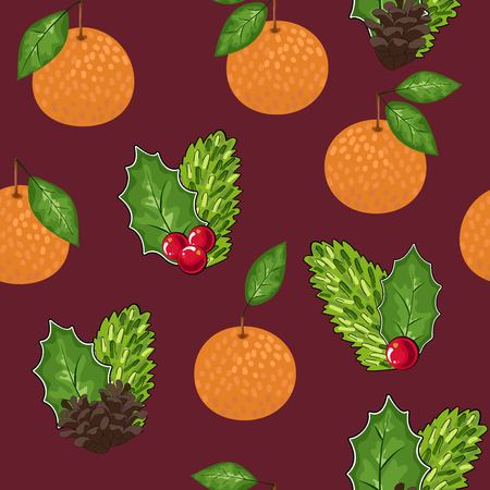 Mandarin seamless pattern. Vector tangerine. Hand drawn fresh tropical citrus fruit. Multicolored sketch background. Colorful doodle wallpaper.vector illustrationの写真素材