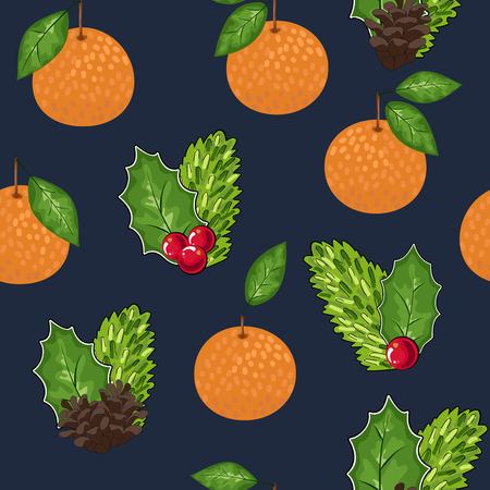 Mandarin seamless pattern. Vector tangerine. Hand drawn fresh tropical citrus fruit. Multicolored sketch background. Colorful doodle wallpaper.vector illustrationの写真素材