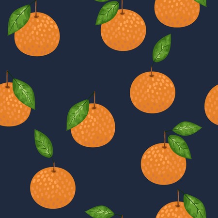 Mandarin seamless pattern. Vector tangerine. Hand drawn fresh tropical citrus fruit. Multicolored sketch background. Colorful doodle wallpaper.vector illustrationの写真素材