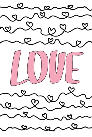 Happy Valentines Day typography poster with handwritten calligraphy text, isolated on white background. Vectorのイラスト素材