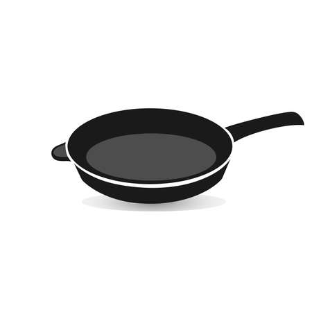 Frying Pan with Shadow on White Background. Cookware. Flat Vector Illustrationのイラスト素材