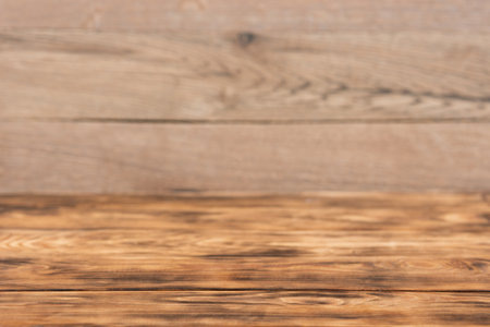 Texture of an empty wooden table and wall. Abstract wooden backgroundの写真素材