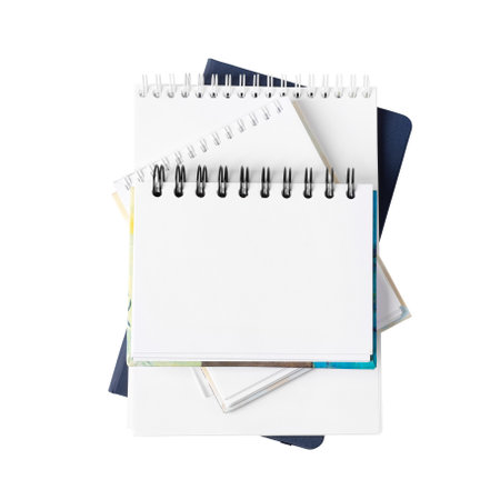 Paper notebooks isolated on white background with clipping pathの写真素材