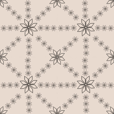 Seamless background with a pattern of New Year's winter drawn snowflakes in ethno style. Vector...