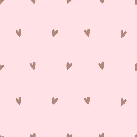 Seamless pattern with cartoon hearts on a soft pink  for valentine's day.のイラスト素材