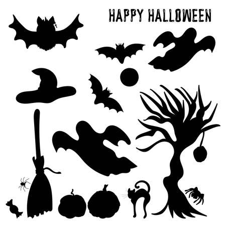 Halloween bat silhouette isolated on white background, vectorのイラスト素材
