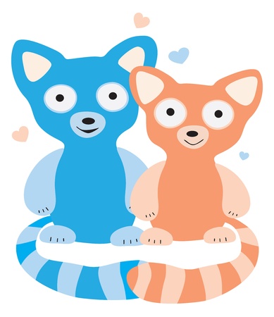 Lovers raccoons isolated on white backgroundのイラスト素材
