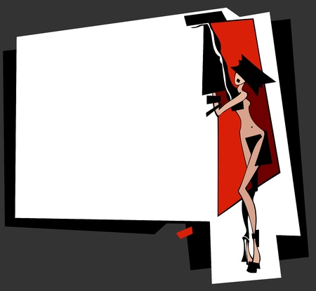 Vector art illustration. Fashion girl. Place for your text.のイラスト素材