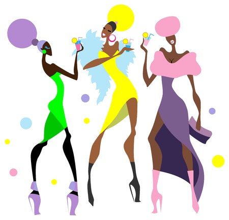 Girls at the cocktail party. Vector illustration.のイラスト素材