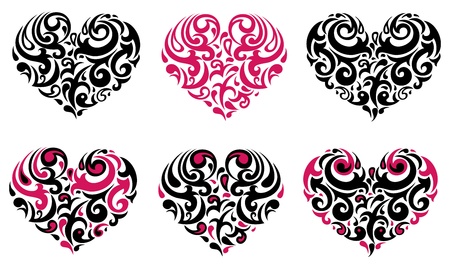Heart. Set of design elements.  Vector illustrationのイラスト素材