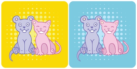 Lovers cartoon cats.のイラスト素材