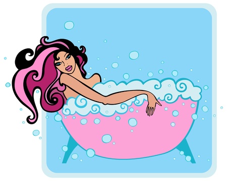 Beautiful girl in bathroom.のイラスト素材