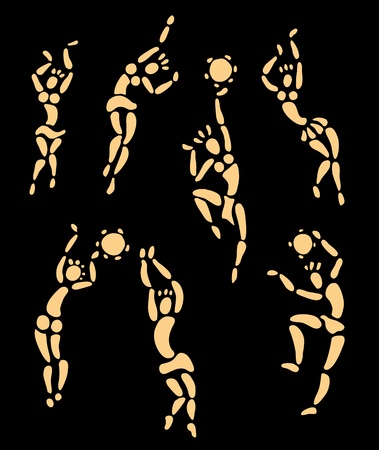 Figures of african dancers set  Vector Illustration のイラスト素材