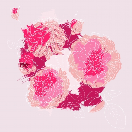 Beautiful bouquet blooming roses  Handdrawn vector illustrationのイラスト素材