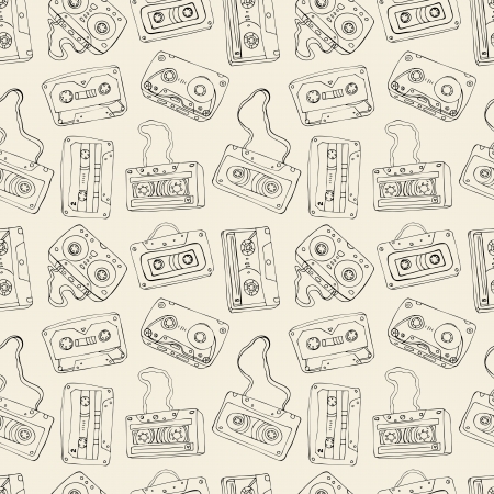 Seamless pattern of cassette tapes  のイラスト素材