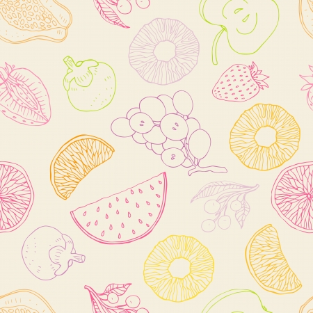 Multi colored Seamless fruits backgroundのイラスト素材