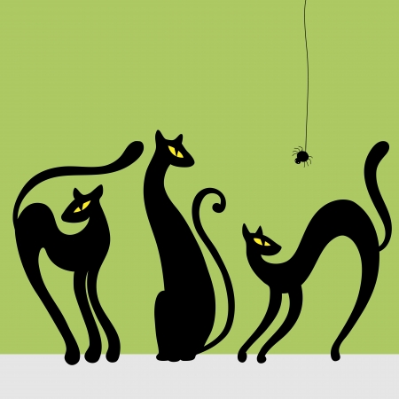 Set of black cat silhouettes Vector illustrationのイラスト素材