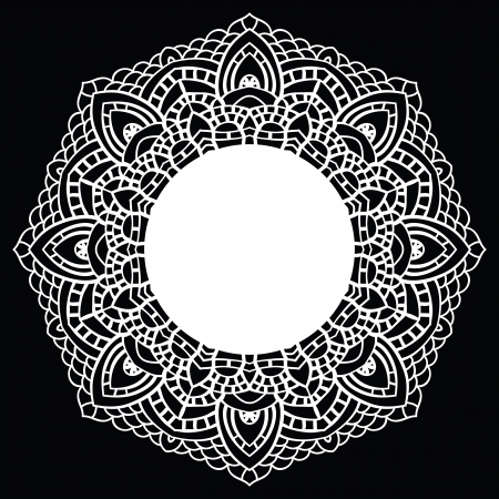  Vintage handmade knitted doily. Round lace pattern. Vector illustration.のイラスト素材