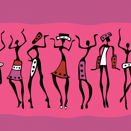 Figures of african dancers . Seamless Vector  Illustration.のイラスト素材