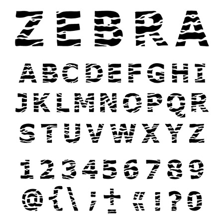 ZEBRA alphabet. Hand drawn Vector Font.のイラスト素材