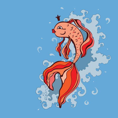Goldfish  Hand drawn vector illustration のイラスト素材