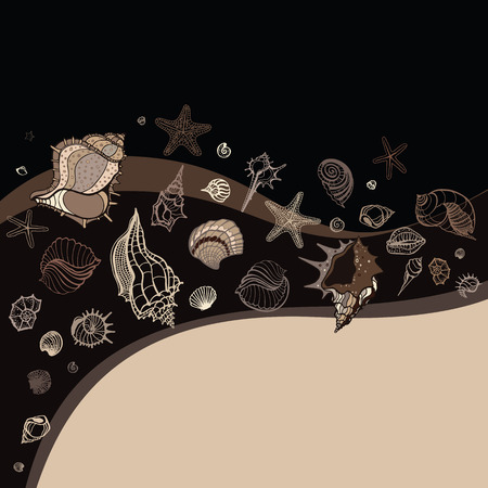 Grange Sea background  Hand drawn vector illustrationのイラスト素材