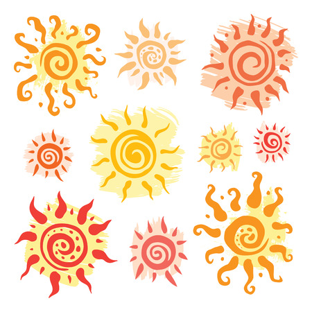 Sun set   Vector hand drawn illustration のイラスト素材