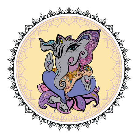 Lord Ganesha Hand drawn illustration のイラスト素材