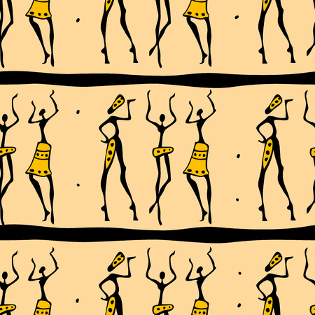 Seamless African dancers.のイラスト素材