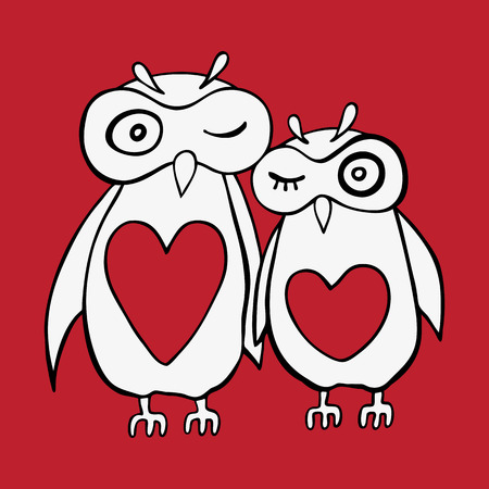 Two cute decorative owls.のイラスト素材