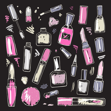 Cosmetics.  Makeup set.のイラスト素材
