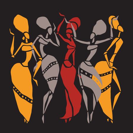 African dancers silhouette set.のイラスト素材
