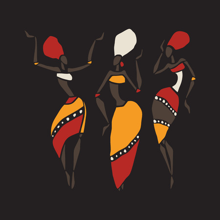 African dancers silhouette set.のイラスト素材