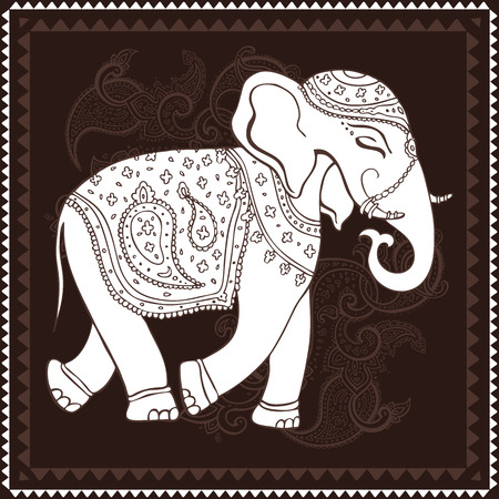 Elephant. Indian style Hand drawn detailed illustration.のイラスト素材