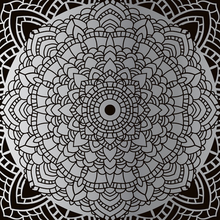 Circle lace ornament. Vintage handmade knitted doily. Round lace pattern. Vector illustration.のイラスト素材