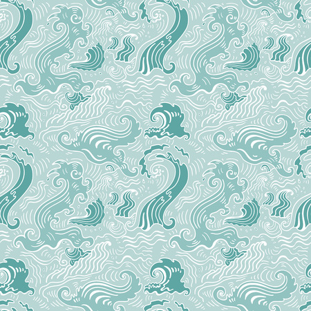 Sea waves pattern. Seamless Wave background - textile, wallpaper design, pattern fills, web page backgrounds, surface textures.のイラスト素材