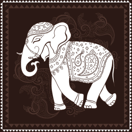Elephant. Indian style Hand drawn detailed illustration.のイラスト素材