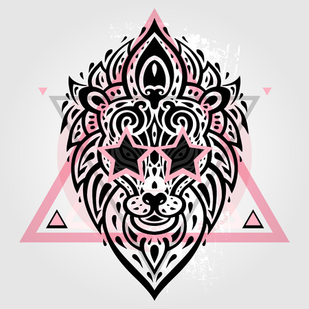 Lions head Tribal pattern. のイラスト素材