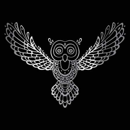 Owl. Tribal pattern. Polynesian tattoo style Vector illustrationのイラスト素材