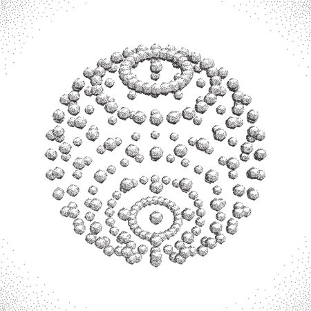 3D Vector illustration. Abstract shape. Halftone style