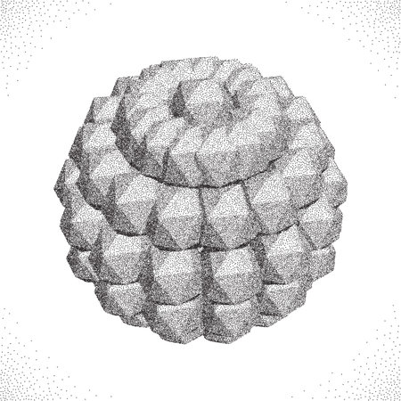 3D Vector illustration. Abstract shape. Halftone styleのイラスト素材