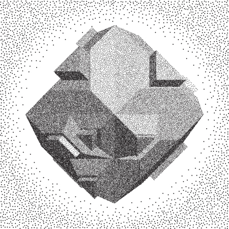 3D Vector illustration. Abstract shape. Halftone styleのイラスト素材