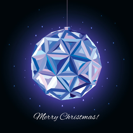 Christmas and New Year greeting card. 3D Ball, illustration. Geometric background.のイラスト素材