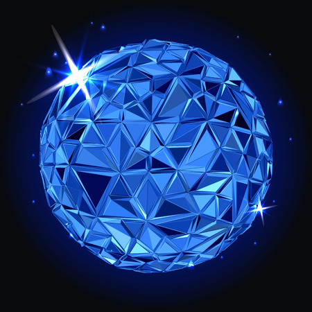 Abstract Geometric christmas ball. 3D polygonal illustration, light effectのイラスト素材