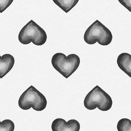 Cute watercolor background Red hearts. Trendy pattern for printing on fabric or webの写真素材